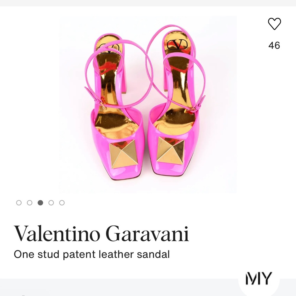 Valentino Garavani Neon Pink Patent Leather Stud Block Heel Sandal New